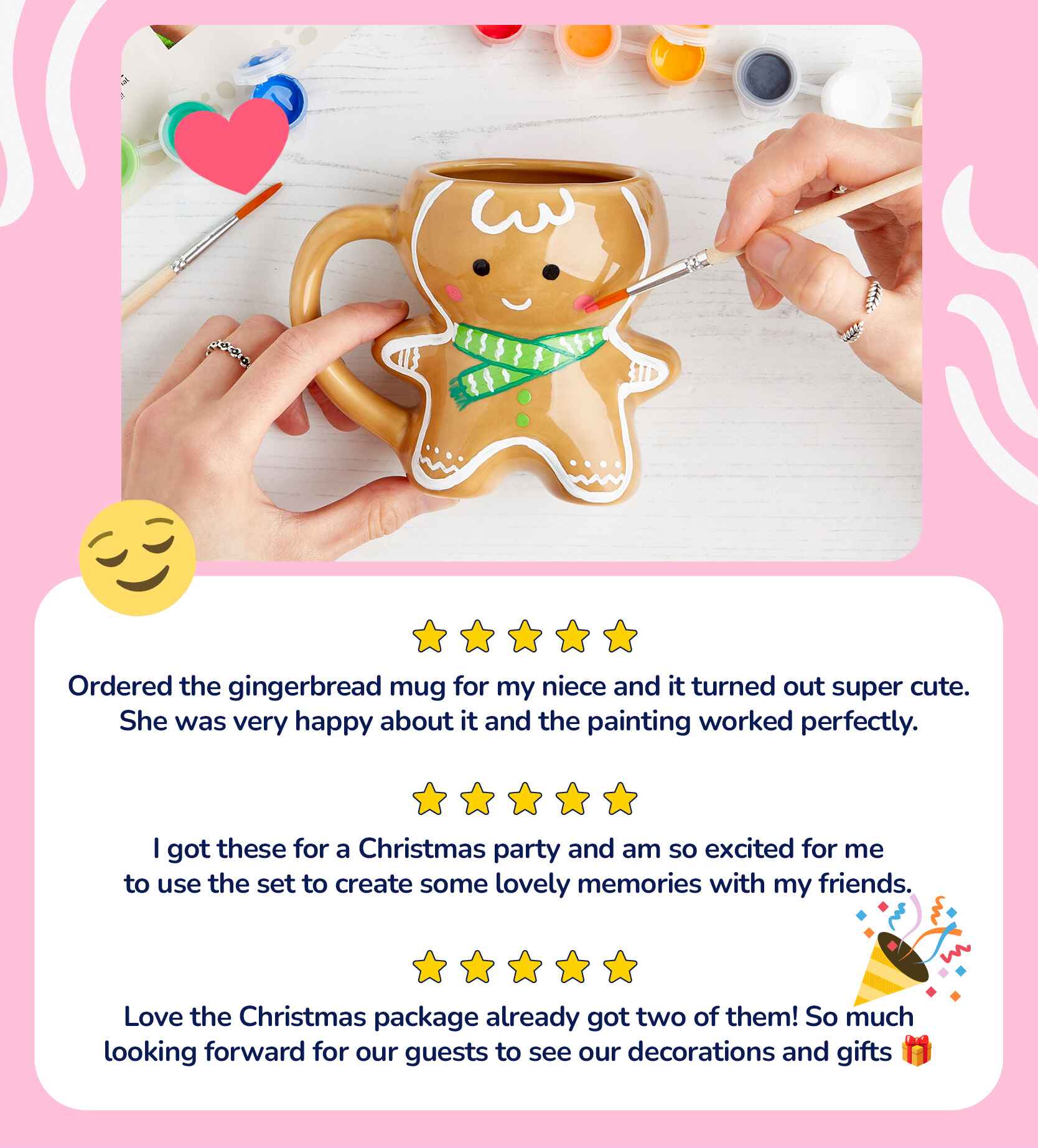 Christmas Gingerbread Paint-a-Mug x2 - Image 6